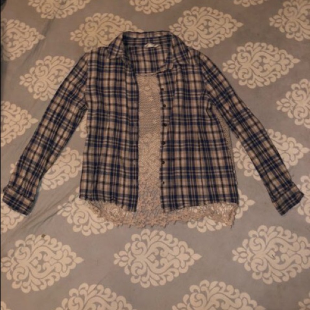 Flannel shirt with lace